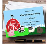 Childrens's Kids Party Invites Barnyard Farm Animals Theme Personalised Birthday Party Invitations with Envelopes - Any Custom Text for Any Occasion