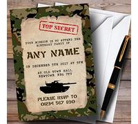 Childrens's Kids Party Invites Top Secret Army Soldier Camouflage Childrens's Kids Birthday Party Invitations with Envelopes - Any Custom Text for Any Occasion