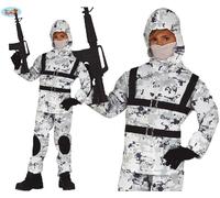 Childs Arctic Soldier Fancy Dress Costume Kids Boys Sniper Military Outfit fg