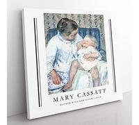 Childs Bath Time By Mary Cassatt Exhibition Museum Classic Painting Canvas Wall Art Print Ready to Hang, Framed Picture for Living Room Bedroom Home Office Décor, 50x50 cm (20x20 Inch)