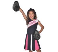 Childs Black, Pink & White Cheerleader Fancy Dress Costume