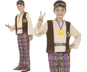 Childs Boys 60s 1960s Hippy Fancy Dress Costume Hippie Outfit by Smiffys New