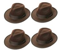 Childs Brown Explorer Cowboy Hat - Western Safari Fedora Style Costume Accessory - Ideal for Kids Fancy Dress, Halloween, Role Play, Jungle or Adventure-Themed Parties - Pack Of 4