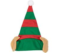 Childs Christmas Elf Hat w/Ears Fancy Dress Xmas Party Santas Worker Helper Kids