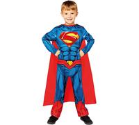 Childs Classic Superman Fancy Dress Super Hero Costume DC Comic Book Kids Boys