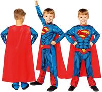 Childs Classic Superman Fancy Dress Super Hero Costume DC Comic Book Kids Boys