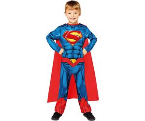 Childs Classic Superman Fancy Dress Super Hero Costume DC Comic Book Kids Boys
