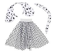 Childs Dalmatian Set - White Polka Dot Skirt With Black Dots & Dalmatian Headband and Tail - Perfect For World Book Day School Book Week Dance Fancy Dress