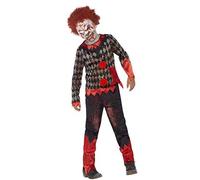 Childs Deluxe Bloodied Zombie Clown Fancy Dress Costume