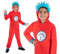 Childs Dr Seuss Thing 1 & 2 Fancy Dress Costume Red Costume Suit by Smiffys