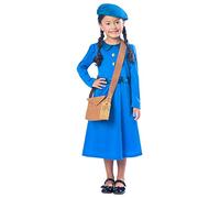 Childs Evacuee Girl Fancy Dress World War Historical Costume Outfit (Age 9-10 years)