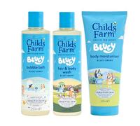 Childs Farm Bluey Regime Bundle | Bluey-Berry Bubble Bath (250ml), Hair & Body Wash (250ml) and Body Moisturiser (200ml) | Suitable for Newborns, Kids & Adults with Sensitive, Dry Skin