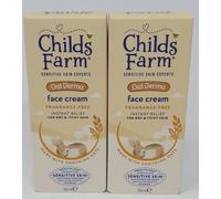 Childs Farm OatDerma Face Cream Moisturiser, Fragrance Free, Sensitive 50ml x 2