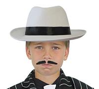 Childs Gangster Hat - Pack of 1 - White Gangster Trilby with Black Band - Kids Mafia Fedora Fancy Dress Costume Accessory