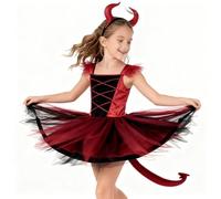Childs Girls Little Devil Halloween Fancy Dress Costume