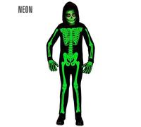 Childs Green Hooded Skeleton Costume Halloween Fancy Dress Outfit
