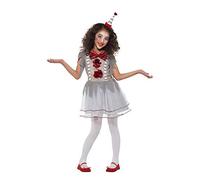 Childs Grey Vintage Clown Girls Halloween Fancy Dress Costume and Face Paint