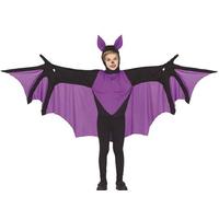 Childs Halloween Bat Fancy Dress Costume Kids Boys Black/Purple Bat Outfit fg
