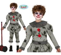 Childs Halloween Boys Killer Clown Fancy Dress Costume Kids Grey it Outfit fg