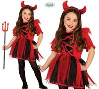 Childs Halloween Cute Devil Girl Fancy Dress Costume Girls Satan Outfit New fg