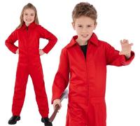 Childs Halloween Fancy Dress Boiler Suit Prisoner Robber Red Costume by Smiffys