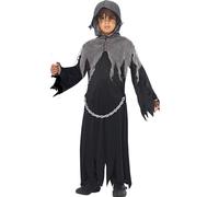 Smiffys Grim Reaper Costume, Black with Cloak & Hood, Halloween Child Fancy Dress, Child Dress Up Costumes