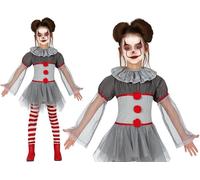 Childs Halloween Girls Killer Clown Fancy Dress Costume & Leggings it Outfit fg
