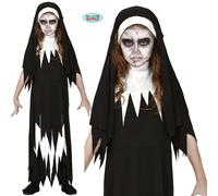Childs Halloween Horror Scary Nun Fancy Dress Costume Girls Black Nun Outfit fg