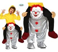 Childs Halloween Let Me Go Clown Fancy Dress Costume it Piggy Back Outfit New fg
