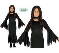 FIESTAS GUIRCA Girls Gothic Lady Halloween Fancy Dress Costume Long Black Dress for Girls 7-9 Years