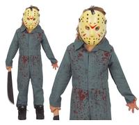 Childs Halloween Psycho Killer Fancy Dress Costume Jason type Outfit & Mask fg