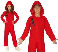 Childs Halloween Robber Fancy Dress Costume Kids Convict Red Heist Outfit New fg