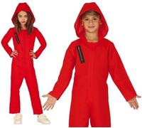 Childs Halloween Robber Fancy Dress Costume Kids Convict Red Heist Outfit New fg