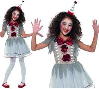 Vintage Clown Girls Fancy Dress Fun Halloween Childrens Kids Circus Costume New