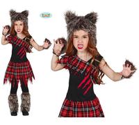 Childs Halloween Werewolf Girl Fancy Dress Costume Kids Wearwolf wolf Outfit fg