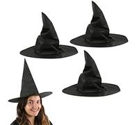 childs Halloween Witch Hat - Pack of 12 - Black Pointed Witch Hat with Wide Brim - Girls Halloween Trick or Treat Fancy Dress Accessory