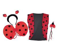 Childs Insect Ladybird Lady Bug Waistcoat & 3 Piece Wing Set World Book Day Fancy Dress Costume [Age 8-12 Years]