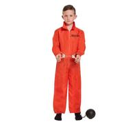 CHILDS KIDS ORANGE PRISONER JUMPSUIT JAIL PRISON FANCY DRESS COSTUME 7-9 YEARS SIZE MEDIUM 120cm - 134cm