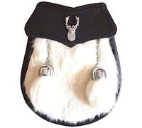Child's Kilt Sporran White Stag Head Badge/Kids Sporran Leather/Boy Sporran