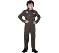 Smiffys 50936S Officially Licensed Top Gun Costume, Boys, Khaki, S - Size 34"-36"