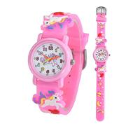 Child's love Girls Watches Kids Watches 3D Cartoon Daily Using Waterproof Watches for Girls Gifts for Girls Ages 3-12 Toys for 3 4 5 6 7 Year Old Girls Kids Gifts, Pink
