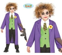 Childs Movie Crazy Jester Villain Fancy Dress Costume Joker type Outfit fg