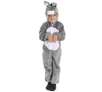 Childs Nativity Donkey Costume - Medium - Grey All-in-One Suit with Donkey Head Hood - Kids School Christmas Play Fancy Dress Costume