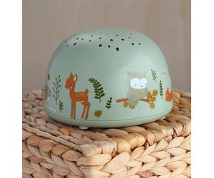 Child's night light with FOREST FRIENDS star projector A Little Lovely Company mint green