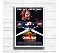 Child's Play 2, Horror Movie Print, Scary Thriller Film Poster, A4 and A3 Size Frame Options Available,Great Home, Pub, Café, Bar Wall Art Print, House gift for horror lovers (A4 Framed (White))
