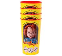 Silver Buffalo Child's Play Chucky Good Guys 4-Piece Plastic Cup Set | Each Holds 22 Ounces