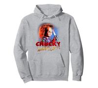 Child's Play Chucky Wanna Play Creepy Portrait Pullover Hoodie, Adult Unisex, Heather Grey, Medium