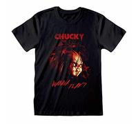 Child's Play Mens Chucky T-Shirt Short Sleeve Movie Tee Black Medium