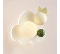 Child's Room Led Wall Lamp Nordic Cream Wall Light Cloud-Shaped Metal Wall Sconce 3 Color Mode Wall Lamp with Resin Shade for Boys Girls Room Bedroom Living Room Dining Room Stairs Porch Hall