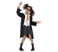Childs Zombie School Student Wizard Halloween Fancy Dress Costume and Face Paint